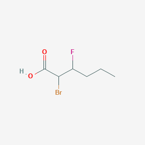 molecular formula C6H10BrFO2 B14008176 2-Bromo-3-fluorohexanoic acid CAS No. 50884-97-4