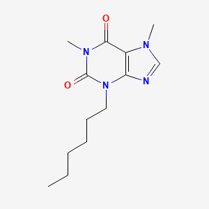 molecular formula C13H20N4O2 B14008213 3-Hexyl-1,7-dimethylpurine-2,6-dione CAS No. 7499-85-6