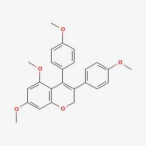 molecular formula C25H24O5 B14008295 5,7-dimethoxy-3,4-bis(4-methoxyphenyl)-2H-chromene CAS No. 7473-32-7