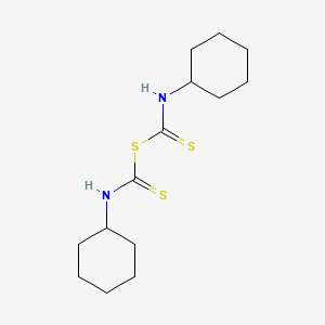 molecular formula C14H24N2S3 B14008334 N-Cyclohexyl-1-(cyclohexylthiocarbamoylsulfanyl)methanethioamide CAS No. 5439-69-0