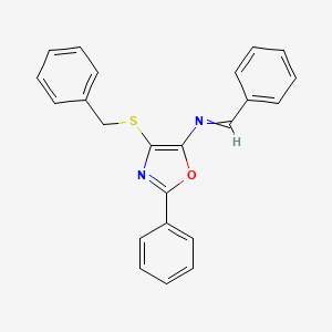 molecular formula C23H18N2OS B14008342 N-(4-Benzylsulfanyl-2-phenyl-1,3-oxazol-5-YL)-1-phenyl-methanimine CAS No. 13243-43-1