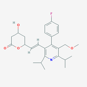 molecular formula C26H32FNO4 B14008370 6-[2-[4-(4-Fluorophenyl)-2,6-diisopropyl-5-(methoxymethyl)-3-pyridyl]vinyl]-4-hydroxy-tetrahydropyran-2-one 