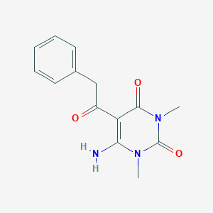 molecular formula C14H15N3O3 B14008445 6-Amino-1,3-dimethyl-5-(2-phenylacetyl)pyrimidine-2,4-dione CAS No. 61317-76-8