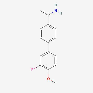 molecular formula C15H16FNO B1400845 1-[4-(3-Fluoro-4-methoxyphenyl)phenyl]ethan-1-amine CAS No. 1183409-89-3