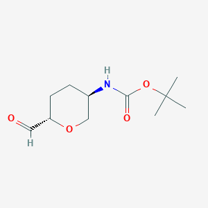 molecular formula C11H19NO4 B14008566 tert-Butyl ((3R,6S)-6-formyltetrahydro-2H-pyran-3-yl)carbamate 