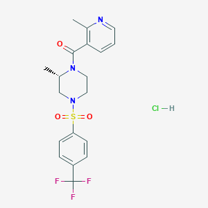 molecular formula C19H21ClF3N3O3S B1400868 (S)-(2-methyl-4-((4-(trifluoromethyl)phenyl)sulfonyl)piperazin-1-yl)(2-methylpyridin-3-yl)methanone hydrochloride CAS No. 1204535-44-3