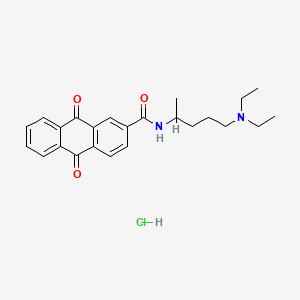 molecular formula C24H29ClN2O3 B14008691 N-(4-(Diethylamino)-1-methylbutyl)-9,10-dihydro-9,10-dioxo-2-anthracenecarboxamide monohydrochloride CAS No. 81086-04-6