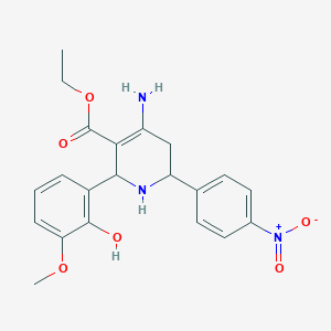 Ethyl 4-amino-2-(2-hydroxy-3-methoxy-phenyl)-6-(4-nitrophenyl)-1,2,5,6-tetrahydropyridine-3-carboxylate