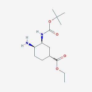 molecular formula C14H26N2O4 B1400881 (1R,3S,4R)-4-Amino-3-(Boc-amino)-cyclohexanecarboxylic acid ethyl ester CAS No. 1210348-23-4