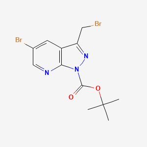 molecular formula C12H13Br2N3O2 B1400884 tert-Butyl 5-bromo-3-(bromomethyl)-1H-pyrazolo[3,4-b]pyridine-1-carboxylate CAS No. 916258-26-9