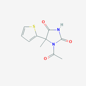 molecular formula C10H10N2O3S B14008859 1-Acetyl-5-methyl-5-thiophen-2-ylimidazolidine-2,4-dione CAS No. 62031-98-5