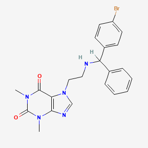 molecular formula C22H22BrN5O2 B14008876 3,7-Dihydro-7-(2-(((4-bromophenyl)phenylmethyl)amino)ethyl)-1,3-dimethyl-1H-purine-2,6-dione CAS No. 72754-66-6