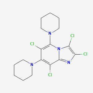 molecular formula C17H20Cl4N4 B14008886 2,3,6,8-Tetrachloro-5,7-di(piperidin-1-yl)imidazo[1,2-a]pyridine CAS No. 31409-08-2