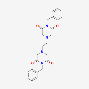 molecular formula C24H26N4O4 B14008921 2,6-Piperazinedione, 4,4'-(1,2-ethanediyl)bis[1-(phenylmethyl)- CAS No. 61533-54-8