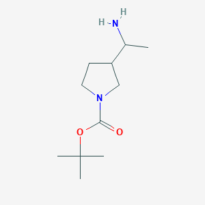 molecular formula C11H22N2O2 B1400901 Tert-butyl 3-(1-aminoethyl)pyrrolidine-1-carboxylate CAS No. 1367954-38-8