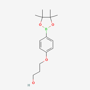 molecular formula C15H23BO4 B1400902 3-[4-(Tetramethyl-1,3,2-dioxaborolan-2-yl)phenoxy]propan-1-ol CAS No. 1206641-20-4