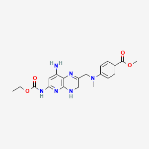 molecular formula C20H24N6O4 B14009102 Methyl 4-[({8-amino-6-[(ethoxycarbonyl)amino]-3,4-dihydropyrido[2,3-b]pyrazin-2-yl}methyl)(methyl)amino]benzoate CAS No. 30768-51-5