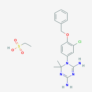 1-(3-Chloro-4-phenylmethoxyphenyl)-6,6-dimethyl-1,3,5-triazine-2,4-diamine;ethanesulfonic acid