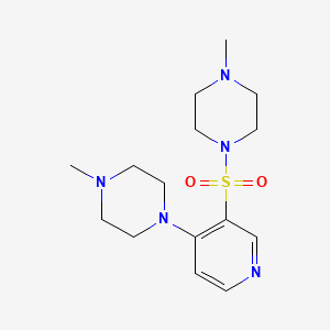 molecular formula C15H25N5O2S B14009304 1-Methyl-4-((4-(4-methyl-1-piperazinyl)-3-pyridinyl)sulfonyl)piperazine CAS No. 57725-14-1