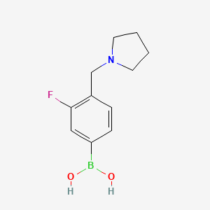 molecular formula C11H15BFNO2 B1400935 3-Fluoro-4-(pyrrolidin-1-ylmethyl)phenylboronic acid CAS No. 1333394-28-7