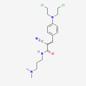 molecular formula C19H26Cl2N4O B14009385 3-[4-[bis(2-chloroethyl)amino]phenyl]-2-cyano-N-[3-(dimethylamino)propyl]prop-2-enamide CAS No. 27466-70-2