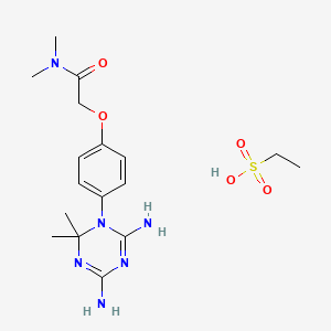 molecular formula C17H28N6O5S B14009445 2-[4-(4,6-diamino-2,2-dimethyl-1,3,5-triazin-1-yl)phenoxy]-N,N-dimethylacetamide;ethanesulfonic acid CAS No. 50507-95-4