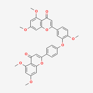 molecular formula C35H28O10 B14009457 2-[4-[5-(5,7-Dimethoxy-4-oxochromen-2-yl)-2-methoxyphenoxy]phenyl]-5,7-dimethoxychromen-4-one CAS No. 49619-88-7