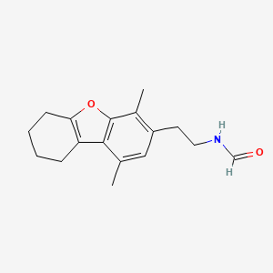 molecular formula C17H21NO2 B14009538 N-[2-(1,4-dimethyl-6,7,8,9-tetrahydrodibenzofuran-3-yl)ethyl]formamide CAS No. 23018-24-8