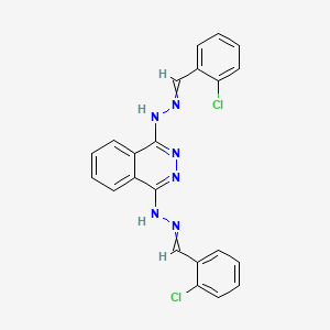 molecular formula C22H16Cl2N6 B14009551 N,n-bis[(2-chlorophenyl)methylideneamino]phthalazine-1,4-diamine CAS No. 27702-18-7