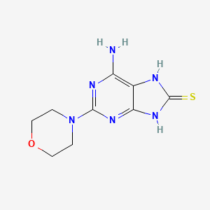 molecular formula C9H12N6OS B14009572 6-Amino-2-morpholin-4-yl-7,9-dihydropurine-8-thione CAS No. 90563-38-5