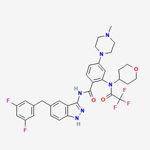 molecular formula C33H33F5N6O3 B14009579 N-[5-[(3,5-difluorophenyl)methyl]-1H-indazol-3-yl]-4-(4-methyl-1-piperazinyl)-2-[(tetrahydro-2H-pyran-4-yl)(2,2,2-trifluoroacetyl)amino]Benzamide 