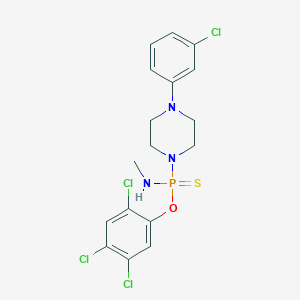 molecular formula C17H18Cl4N3OPS B14009621 N-[[4-(3-chlorophenyl)piperazin-1-yl]-(2,4,5-trichlorophenoxy)phosphinothioyl]methanamine CAS No. 6945-63-7