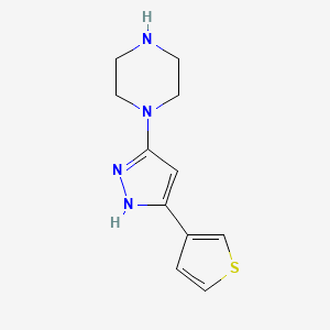 molecular formula C11H14N4S B1400963 1-(3-(thiophen-3-yl)-1H-pyrazol-5-yl)piperazine CAS No. 1347102-02-6