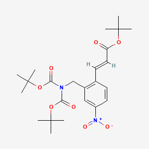 molecular formula C24H34N2O8 B14009635 tert-Butyl (E)-3-[2-[[bis(tert-butoxycarbonyl)amino]methyl]-4-nitro-phenyl]prop-2-enoate 