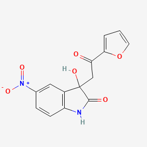 molecular formula C14H10N2O6 B14009651 3-[2-(furan-2-yl)-2-oxoethyl]-3-hydroxy-5-nitro-1,3-dihydro-2H-indol-2-one CAS No. 83393-63-9