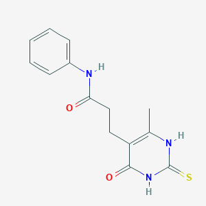 molecular formula C14H15N3O2S B14009777 3-(6-methyl-4-oxo-2-sulfanylidene-1H-pyrimidin-5-yl)-N-phenylpropanamide CAS No. 844-74-6