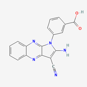 molecular formula C18H11N5O2 B14009817 3-(2-Amino-3-cyano-pyrrolo[2,3-b]quinoxalin-1-yl)benzoic acid 