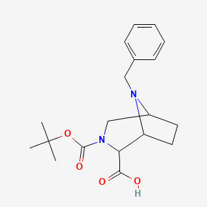 molecular formula C19H26N2O4 B14009913 8-Benzyl-3-tert-butoxycarbonyl-3,8-diazabicyclo[3.2.1]octane-2-carboxylic acid 