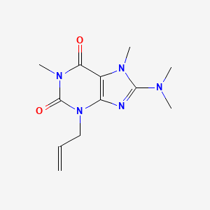 molecular formula C12H17N5O2 B14009945 8-(Dimethylamino)-1,7-dimethyl-3-prop-2-enylpurine-2,6-dione CAS No. 7702-20-7