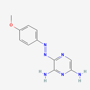 molecular formula C11H12N6O B14010033 3-[(E)-(4-Methoxyphenyl)diazenyl]pyrazine-2,6-diamine CAS No. 74273-85-1