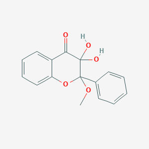 molecular formula C16H14O5 B14010125 3,3-Dihydroxy-2-methoxy-2-phenylchroman-4-one CAS No. 1808-07-7