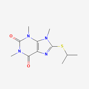 molecular formula C11H16N4O2S B14010214 1,3,9-Trimethyl-8-(propan-2-ylsulfanyl)-3,9-dihydro-1h-purine-2,6-dione CAS No. 6299-06-5