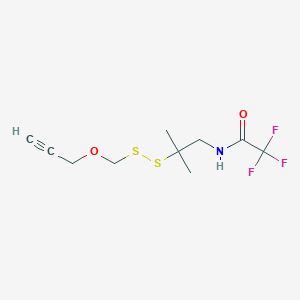 molecular formula C10H14F3NO2S2 B14010310 2,2,2-trifluoro-N-[2-methyl-2-(prop-2-ynoxymethyldisulfanyl)propyl]acetamide 