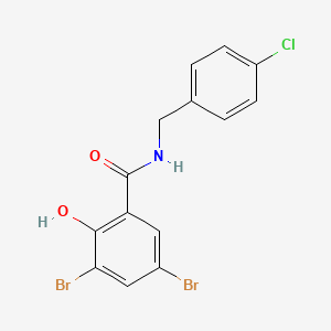 molecular formula C14H10Br2ClNO2 B14010395 3,5-dibromo-N-[(4-chlorophenyl)methyl]-2-hydroxybenzamide CAS No. 20907-42-0