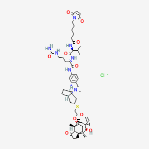 [(1S,2R,3S,4S,6R,7R,8R,14R)-4-ethenyl-3-hydroxy-2,4,7,14-tetramethyl-9-oxo-6-tricyclo[5.4.3.01,8]tetradecanyl] 2-[[(1S,5R)-8-[[4-[[(2S)-5-(carbamoylamino)-2-[[(2S)-2-[6-(2,5-dioxopyrrol-1-yl)hexanoylamino]-3-methylbutanoyl]amino]pentanoyl]amino]phenyl]methyl]-8-methyl-8-azoniabicyclo[3.2.1]octan-3-yl]sulfanyl]acetate;chloride