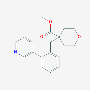 molecular formula C19H21NO3 B1401044 4-(2-Pyridin-3-yl-benzyl)-tetrahydro-pyran-4-carboxylic acid methyl ester CAS No. 1361113-04-3