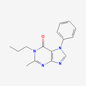 molecular formula C15H16N4O B14010464 2-Methyl-7-phenyl-1-propylpurin-6-one CAS No. 83334-81-0