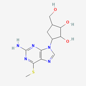 molecular formula C12H17N5O3S B14010537 3-(2-Amino-6-methylsulfanylpurin-9-yl)-5-(hydroxymethyl)cyclopentane-1,2-diol CAS No. 88801-89-2