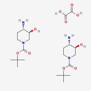 molecular formula C22H42N4O10 B14010553 Tert-butyl (3S,4S)-4-amino-3-hydroxy-piperidine-1-carboxylate hemi(oxalic acid) 