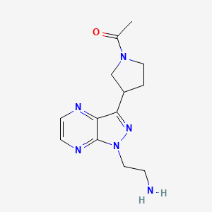 molecular formula C13H18N6O B1401071 1-[3-[1-(2-Aminoethyl)pyrazolo[3,4-b]pyrazin-3-yl]pyrrolidin-1-yl]ethanone CAS No. 1316227-01-6